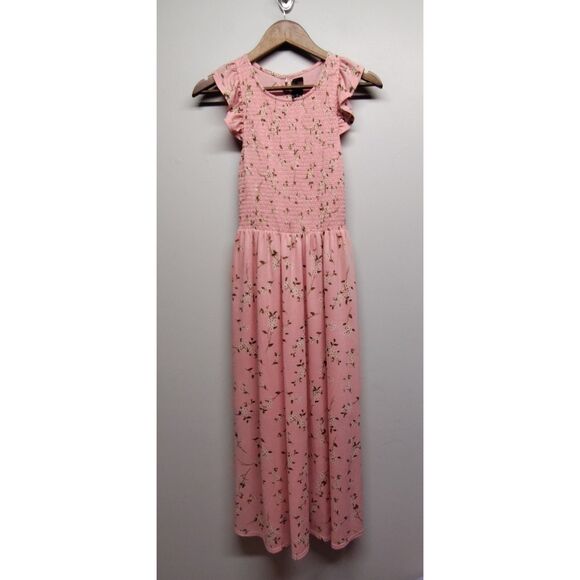 Code X Mode Maxi Dress Women Size S Peach Floral Smocked Sleeveless Spring Girly - Picture 1 of 12
